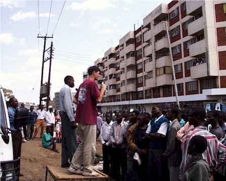People listening in Nairobi